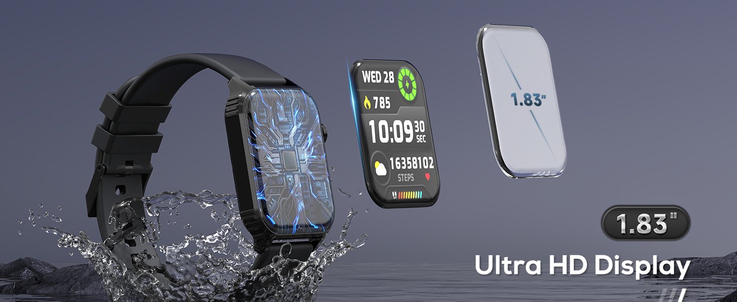 TRAUSI TG08 Smartwatch image: TRAUSI TG08 Smartwatch (1.83″ HD, Black), a budget-friendly wearable gadget in best smart watches 2025.