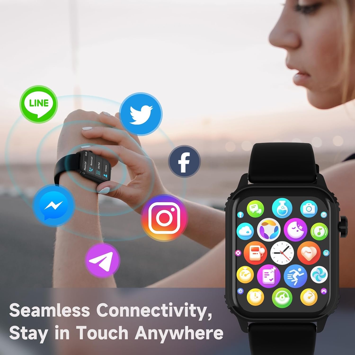 TRAUSI TG08 Smartwatch image: TRAUSI TG08 Smartwatch (1.83″ HD, Black), a budget-friendly wearable gadget in best smart watches 2025.