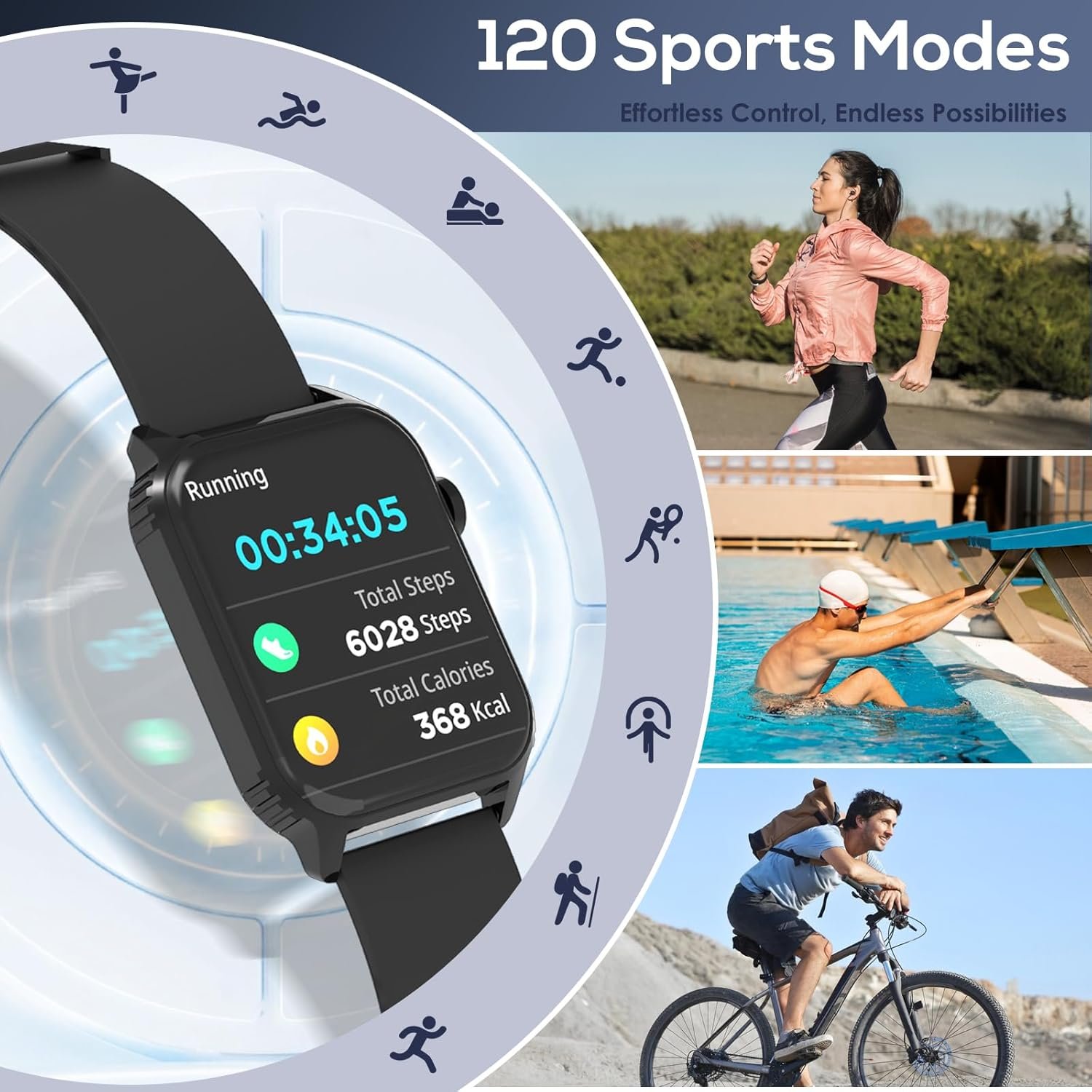 TRAUSI TG08 Smartwatch image: TRAUSI TG08 Smartwatch (1.83″ HD, Black), a budget-friendly wearable gadget in best smart watches 2025.