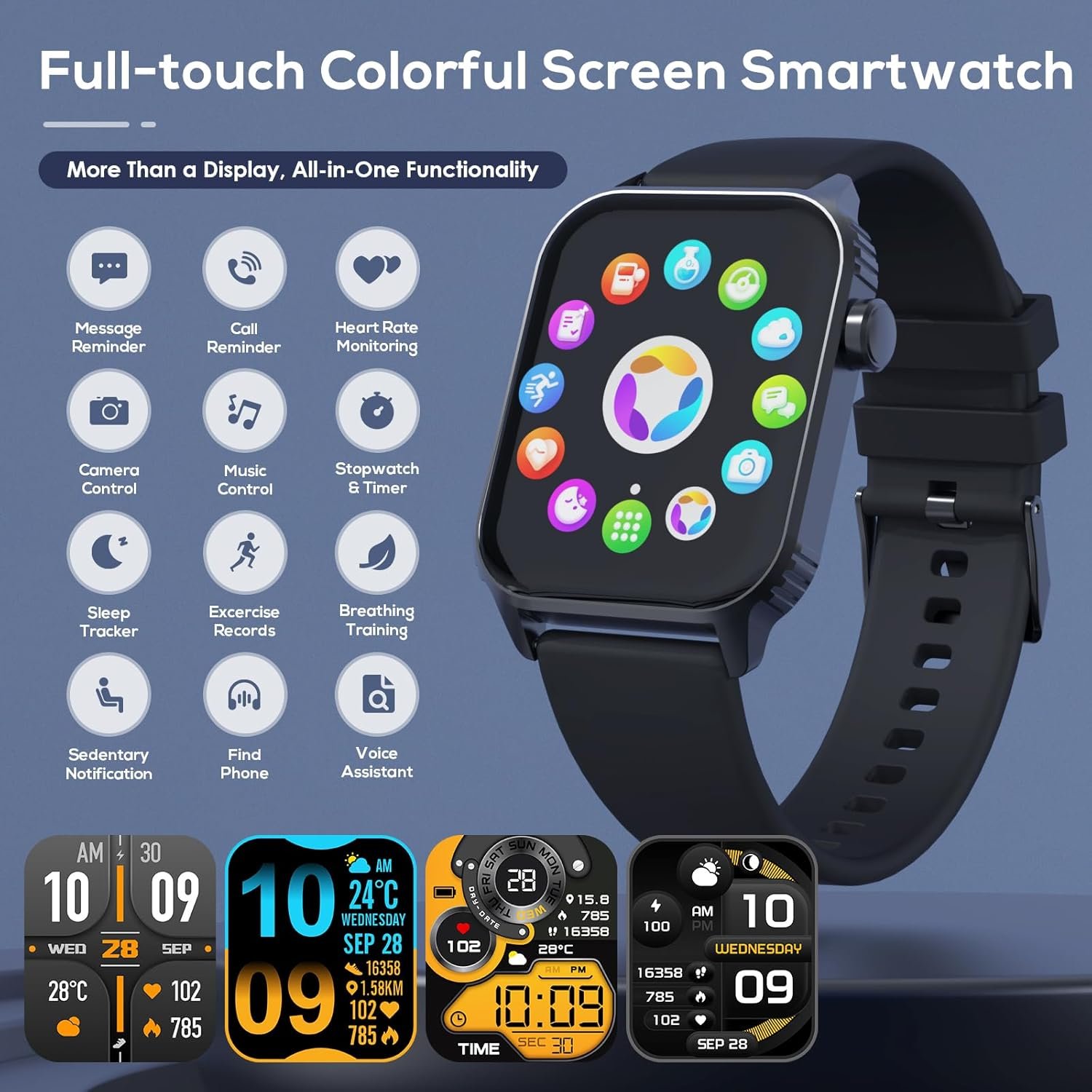 TRAUSI TG08 Smartwatch image: TRAUSI TG08 Smartwatch (1.83″ HD, Black), a budget-friendly wearable gadget in best smart watches 2025.