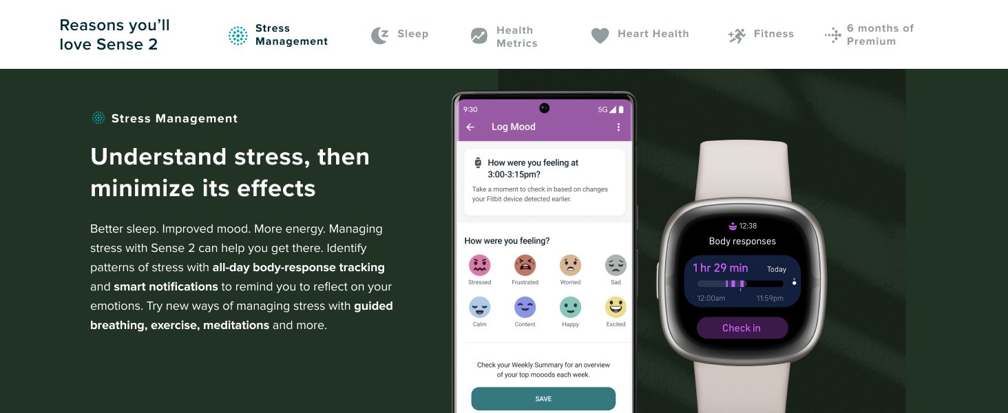 Fitbit Sense 2, affordable health-focused wearable gadget in best smart watches 2025.